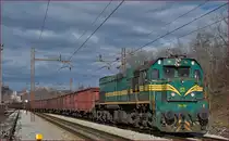 SŽ 664-110 zieht Güterzug durch Maribor-Tabor Richtung Tezno VBF. /1.3.2016