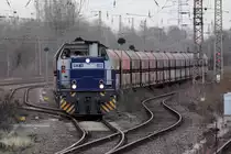 RBH 803 (275 803-1) verlässt nach dem Kopf machen den Rangierbereich von Recklinghausen-Ost 2.3.2016