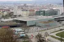 Bahnhof Wien Praterstern am 28.März 2015, aufgenommen vom Riesenrad.