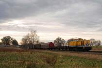 203 306, ex 202 752 der DB Netz Instandsetzung, mit FZ 56442 bei Schwabhausen (24.02.2007)