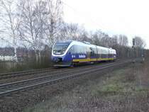 VT722 der NWB kurz vor der einfahrt in den Gbf Gelsenkirchen Bismarck. 19.3.07