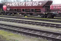 Eigentlich bin ich kein Freund von vollgeschmierten Zügen aber diese  tiefgründige Botschaft mit philosophischen Ansatz  fand ich ein Foto wert. Plattling Bahnhof 06.03.2015