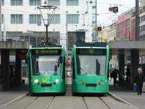 Combino Kreuzung Be 6/8  310 + 315 bei der Haltestelle Messe am 17.03.2007