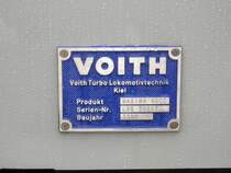 Typenschild der ersten Voith Maxima. Vorstellung der Lok am 3.3.2007 in Heidenheim.
