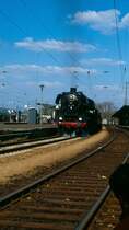Dampflokfest in Halle/Saale im April 1996. Hier zeigt sich 03 1010 im Bahnhof Gro�korbetha bei einer Scheinausfahrt.