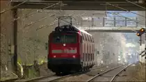 Downtown nach Herzogenrath geht es für den Wupper Express auf ´s Gegengleis. Zoomansicht von der Kohlscheider Rampe auf die KBS 485 am 23.März 2016.