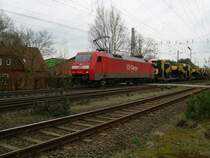 152-008 am 21.3.2007 in Eystrup mit Gemischtem G�terzug Richtung Bremen