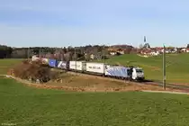 185 662 mit Ekol am 06.02.2016 bei Teisendorf.