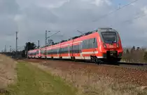 442 314 fuhr zusammen mit einem weiteren Hamster am 19.03.16 als RE von Leipzig nach Dresden. Hier passieren beide Zeithain.
