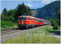 Auch diese Fotostelle ist  gestorben  1142 682 in herrlichstem Altlack mit ihrem OIC 559 „Stadt Bruck an der Mur“ von Wien nach Graz zwischen Peggau-Deutschfeistritz und Graz am 29.7.2009 aufgenommen.