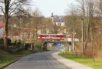 810 041-4 mit dem Os 17220 von Aš nach Hranice v Čechách zu sehen am 02.04.16 in  Hranice v Čechách.