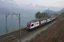 Auf der Fahrt von Chur nach Zürich hat RABe 511 123, am 28.02.2016 unterwegs als RE 5072, kurz zuvor die Station Mols passiert.