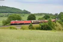 233 321-9 und 185 341-4 mit einem Umleitergüterzug Richtung Leipzig bei Lengenfeld, 26.06.2015