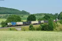 V1701 der EVB mit einem Kohlezug Richtung Marktredwitz bei Lengenfeld, 02.07.2015