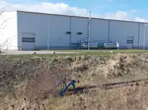 Prellbock im ehemaligen Anschluß Betonummandlungswerk in Mukran am 09.April 2016.