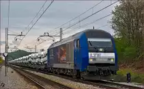 LTE 2016 922 zieht Autozug durch Maribor-Tabor Richtung Koper Hafen. /9.4.2016
