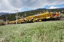 Hier noch ein Nachschuss des Zuges, mit drei Schotterwagen des RU 800 S, auf der Fahrt nach Dellach im Drautal. Aufgenommen am 12.4.2016 in Berg im Drautal.