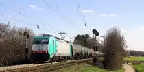 Die Cobra 2823 kommt aus Richtung Aachen-West und fährt die Gemmenicher-Rampe hoch mit einem langen Ölleerzug aus Basel(CH) nach Antwerpen-Petrol(B) und fährt in Richtung Gemmenicher-Tunnel,Botzelaer(B),Gemmenich(B),Nouvelaer(B),Moresnet(B),Moresnet-Chapelle(B),Montzen(B). 
Aufgenommen an der Gemmenicher-Rampe am Gemmenicher-Weg an der Montzenroute.
 Bei schönem Frühlingswetter am 9.4.2016.