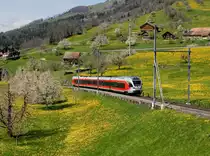 Der RABe 526 046 als S 31 nach Biberbrugg am 23.04.2012 unterwegs bei Steinerberg.