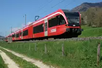 SBB: R im Berner-Jura nach Biel unterwegs mit Doppeltraktion RABe 526 Stadler GTW, ehemals BLS/RM, am 20. April 2016.
Foto: Walter Ruetsch 