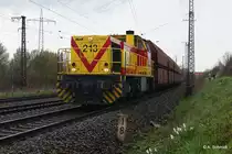 Kohlependel von Buna nach Wählitz mit MEG 275 213, Gesehen am 17.04.2016 bei Großkorbetha