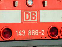 Detailaufnahme von 143 866. Die beiden Scheinwerferblenden sind meiner Ansicht nach etwas  angeknaxt .