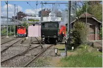Lok He 2/2 Nr.3  Rosa  erreicht die Bergstation. (28.04.2016)