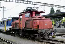 Für die E/e 3/3 16365 hat die letzte Stunde geschlagen. Am 01.05.2016 wartet sie beim Bahnhof Kaiseraugst auf ihren Abbruch.