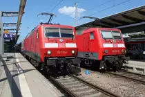 120 133-4+101 019-8(hinten)mit IC 2417 von Rostock Hbf nach K�ln Hbf bei der Ausfahrt im Rostocker Hbf.08.05.2016 neben an hatte 120 201-9 Pause bevor es zur�ck gen Hamburg gehen sollte.