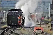 Die G 4/5 107  Albula  wird in Landquart für die Muttertagsdampffahrt bereitgestellt. (08.05.2016)