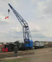Ein Verladekran am 30.04.2016 beim Eisenbahnfrühling in den Geraer Eisenbahnwelten.