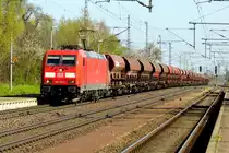 Am 21.04.2016 kam die 185 201-1 von DB Schenker aus der Richtung Magdeburg nach Wefensleben und fuhr weiter in Richtung Helmstedt .