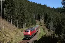 218 456-2 mit dem IRE 3220 (Ulm Hbf-Neustadt(Schwarzw)) bei Rötenbach 5.5.16