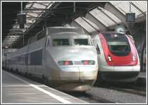 TGV und ICN nebeneinander in Z�rich HB. (19.03.2007)