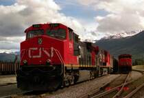 Vielfachtraktion im Bf. Jasper - aufgenommen am 23. Juni 2000