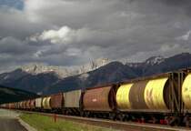 G�terzug im Bf. Jasper - aufgenommen am 23. Juni 2000