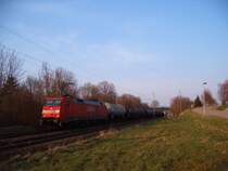 Die BR 152 053-5 Railion mit einem Kesselwagen-G�terzug bei Hofen(b Aalen). Fahrtziel war wahrscheinlich S-Kornwestheim... 