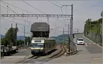 Ein MVR GTW Be 2/6 als Regionalzug von Les Avants nach Montreux beim Halt in Chamby.
25. Mai 2016