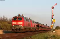 218 345-7 und 218 366-3 mit dem AS 1456 (Niebüll-Westerland(Sylt)) bei Klanxbüll 8.5.16