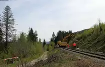 Einfahrt Bärental 11.5.16. Links sind noch die Reste eines ehemaligen Mastes zu erkennen