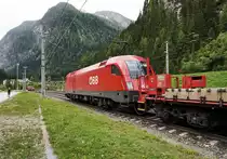 1116 146-2 schiebt die ASTB 9620 von Mallnitz-Obervellach, in den Bahnhof Böckstein. Aufgenommen am 5.6.2016