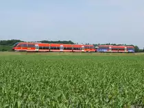 Vt 643 035 + VT 643 219 als RB 14686 auf den Weg von Münster nach Gronau. 08.06.2016