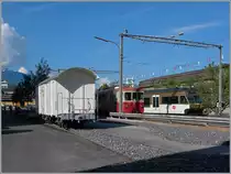 Nocheinmal, nun bei besserem Licht, der GFM K3 als  Nestle  Werbewagen in Vevey; im Hintergrund der CEV BDeh 2/4 und GTW Be 2/6. 
7. Juni 2016