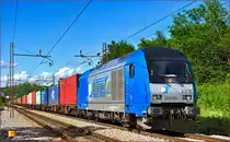 LTE 2016 904zieht Containerzug durch Maribor-Tabor Richtung Koper Hafen. /15.6.2016