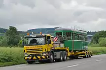 Am 13.06.2016 geht der B 1444 auf die letzte Reise zur Firma Thommen. Hier fährt der Lastwagen auf der Rheinstrasse Richtung Augst.