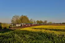 193 211 mit einem Autozug am 21.04.2016 bei Langenisarhofen. 