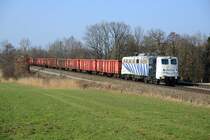 Der nachmittägliche Schrottzug in Richtung Italien wurde am 22. März 2013 vom Lokomotion Zebra 139 260 gezogen, hier aufgenommen bei Bach.