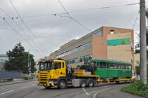 Am 17.06.2016 geht der B 1498 auf die letzte Reise zur Firma Thommen. Hier verlässt der Lastwagen die Hauptwerkstatt.