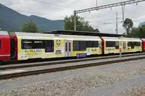 Allegra ABe4/16 mit Werbung für die Ski WM 2017 in St.Moritz auf den Mittelwagen. Untervaz/Trimmis 21.06.16