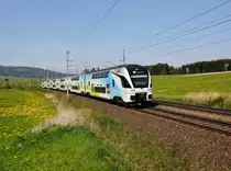 Eine Westbahn nach Freilassing am 22.04.2016 unterwegs bei Weng.